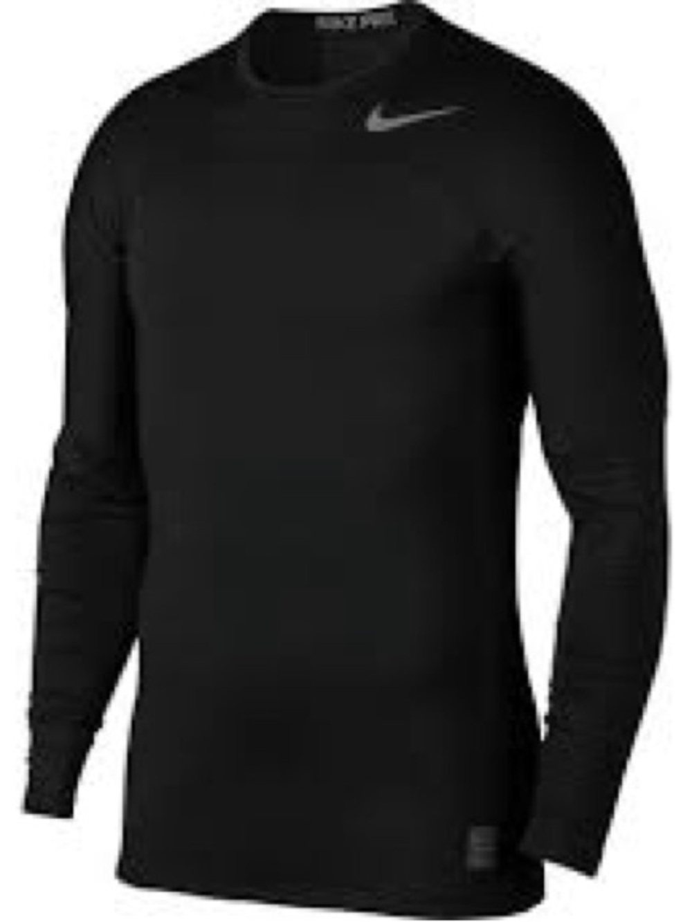 Nike Pro Hyperwarm Black Long Sleeve Performance Top with Silver Swoosh Sz L